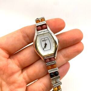 Brighton Bergamo Silver Plated Gemstone Watch New Battery Works Vintage MSRP 125